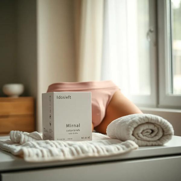 Lifestyle photo of briefs packaging